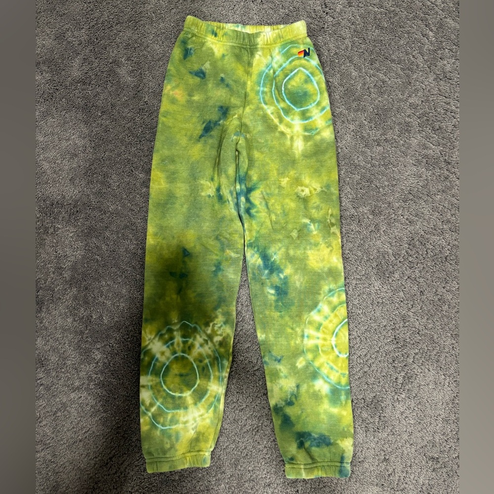 Aviator Nation Green and Blue Tie-Dye Jogger Interior